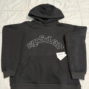 Black embroidered spider hoodie